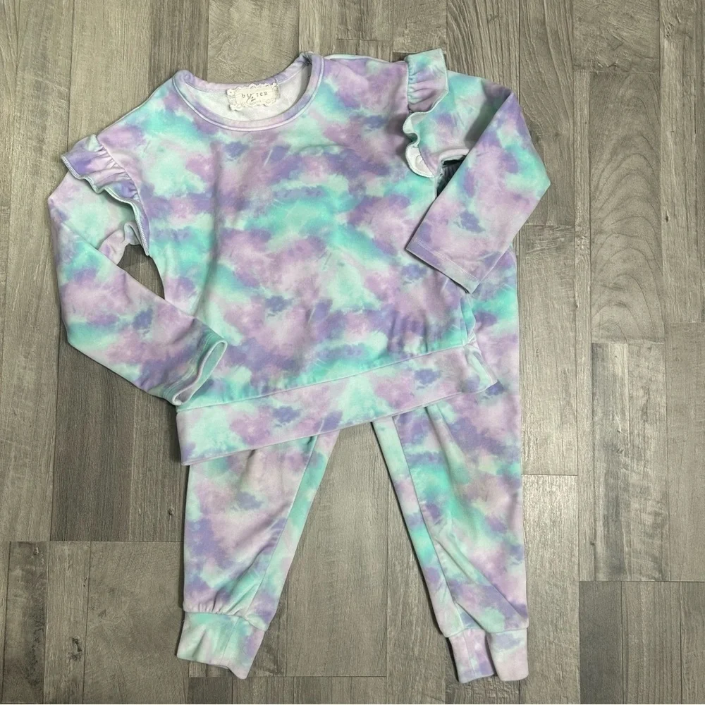 Btween Girls Tie Dye Comfy Lounge Set Soft Velvety Velour Set